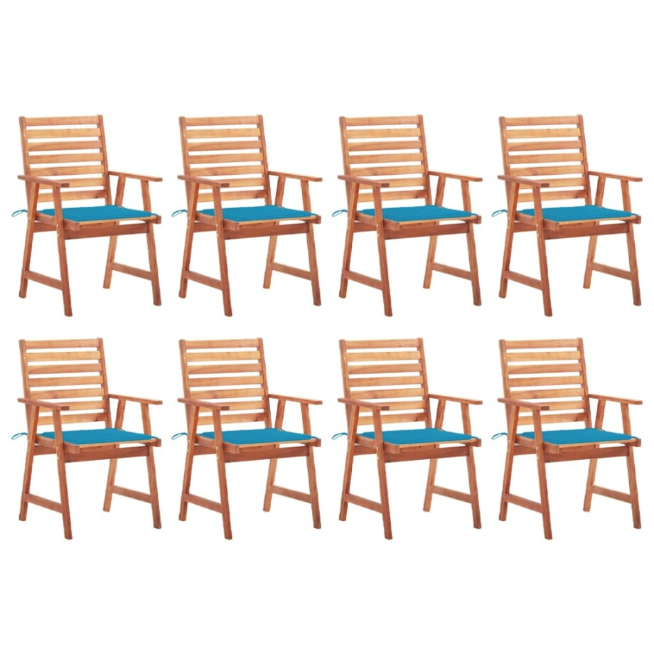 vidaXL Tuinstoelen 8 st met kussens massief acaciahout vidaXL Tuinstoelen 8 st met kussens massief acaciahout afbeelding 1