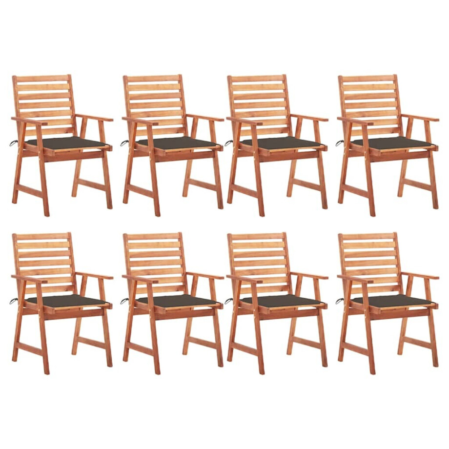 vidaXL Tuinstoelen 8 st met kussens massief acaciahout vidaXL Tuinstoelen 8 st met kussens massief acaciahout afbeelding 1