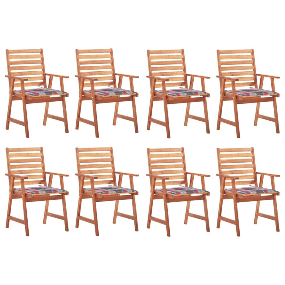 vidaXL Tuinstoelen 8 st met kussens massief acaciahout vidaXL Tuinstoelen 8 st met kussens massief acaciahout afbeelding 1