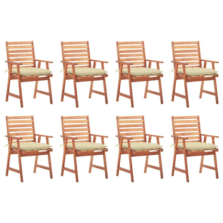 vidaXL Tuinstoelen 8 st met kussens massief acaciahout vidaXL Tuinstoelen 8 st met kussens massief acaciahout afbeelding 1