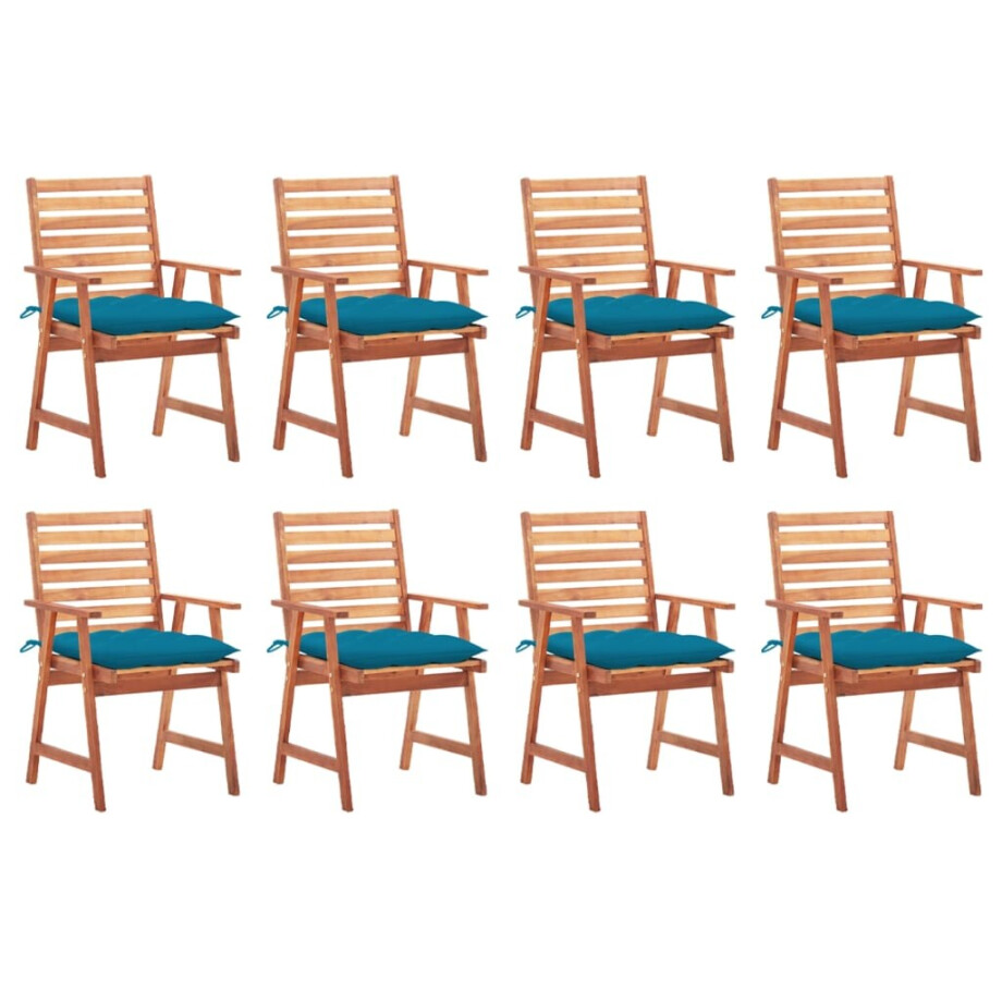 vidaXL Tuinstoelen 8 st met kussens massief acaciahout vidaXL Tuinstoelen 8 st met kussens massief acaciahout afbeelding 1