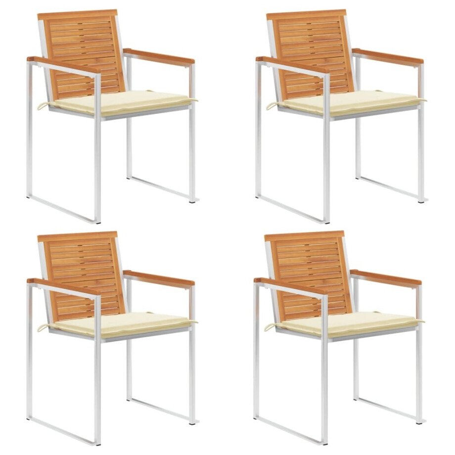 vidaXL Tuinstoelen 4 st met kussens massief acaciahout afbeelding 1