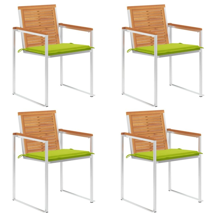 vidaXL Tuinstoelen 4 st met kussens massief acaciahout afbeelding 1