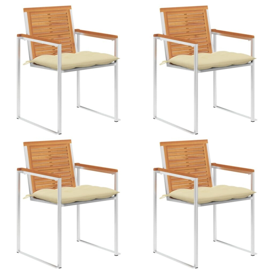 vidaXL Tuinstoelen 4 st met kussens massief acaciahout afbeelding 1