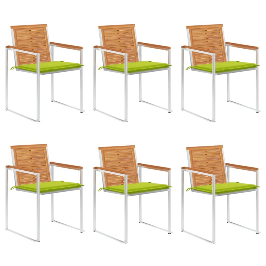 vidaXL Tuinstoelen 6 st met kussens massief acaciahout afbeelding 1