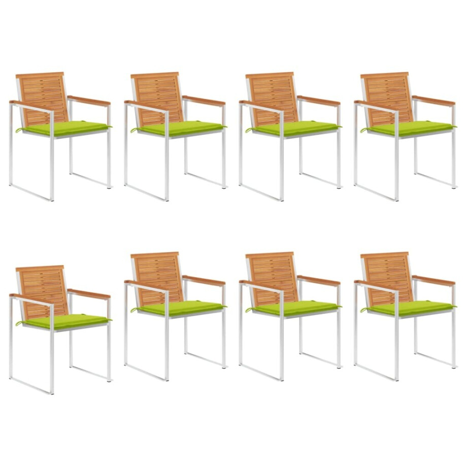 vidaXL Tuinstoelen 8 st met kussens massief acaciahout afbeelding 1