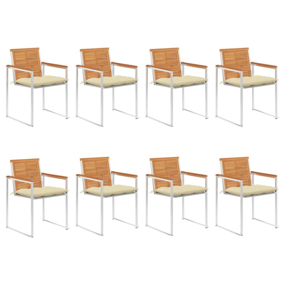 vidaXL Tuinstoelen 8 st met kussens massief acaciahout afbeelding 1