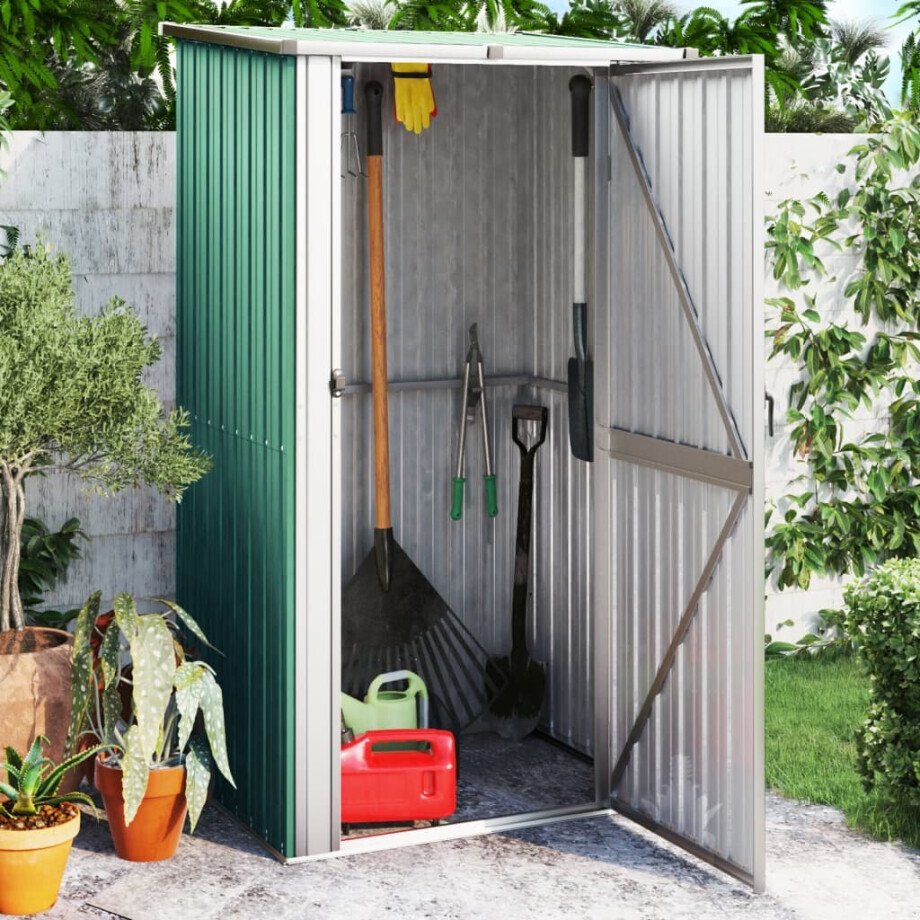 vidaXL Tuinhuis Groen 118,5x97x209,5 cm Gegalvaniseerd Staal afbeelding 1