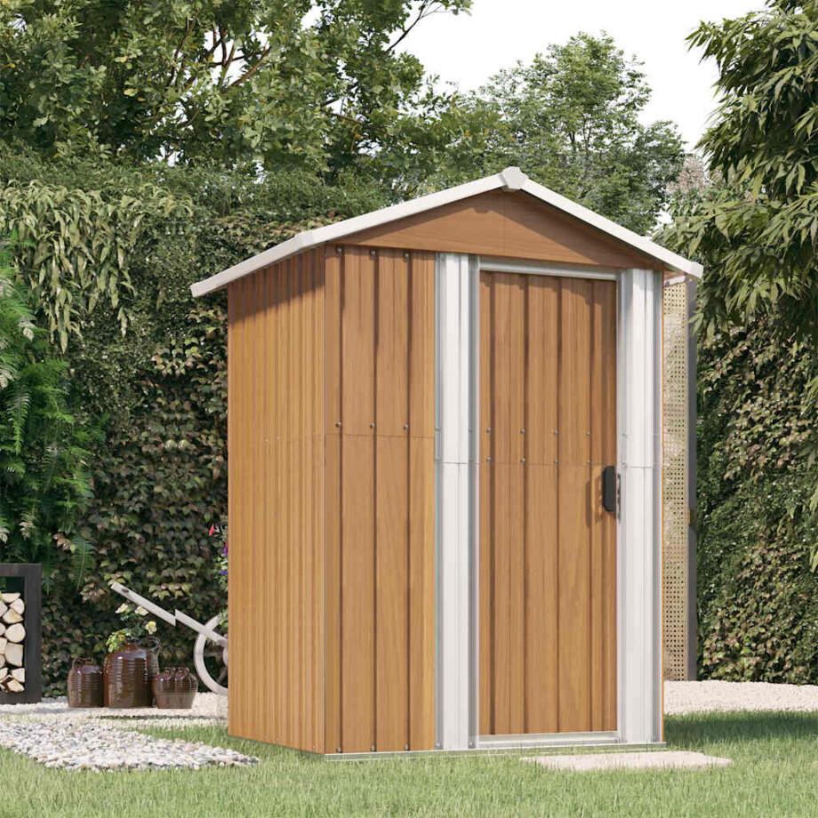 vidaXL Tuinhuis Bruin 126x97,5x177 cm Gegalvaniseerd Staal afbeelding 1