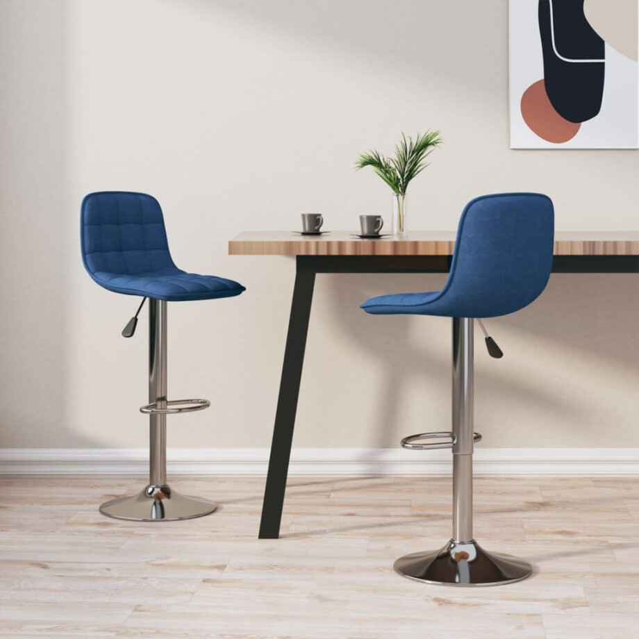 vidaXL Barkrukken 2 st stof blauw afbeelding 1