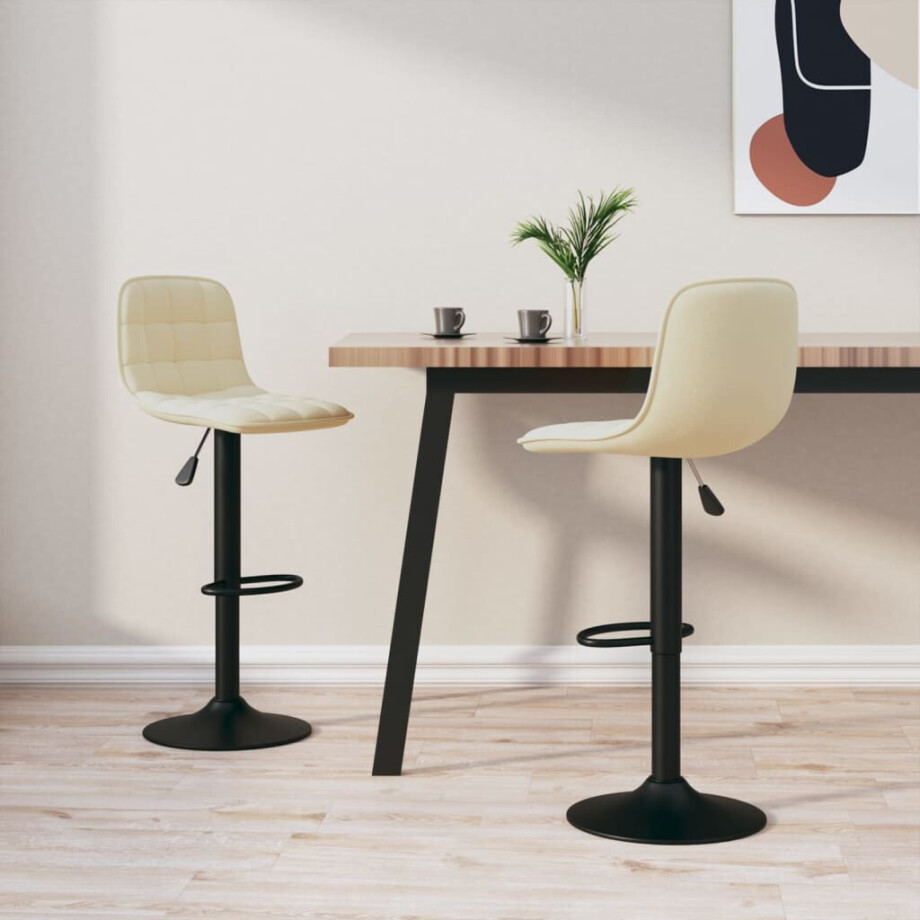 vidaXL Barkrukken 2 st fluweel crèmekleurig afbeelding 1