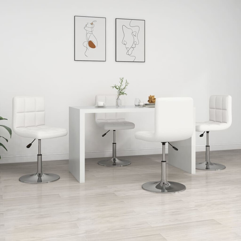 vidaXL Eetkamerstoelen 4 st kunstleer wit vidaXL Eetkamerstoelen 4 st kunstleer wit afbeelding 1