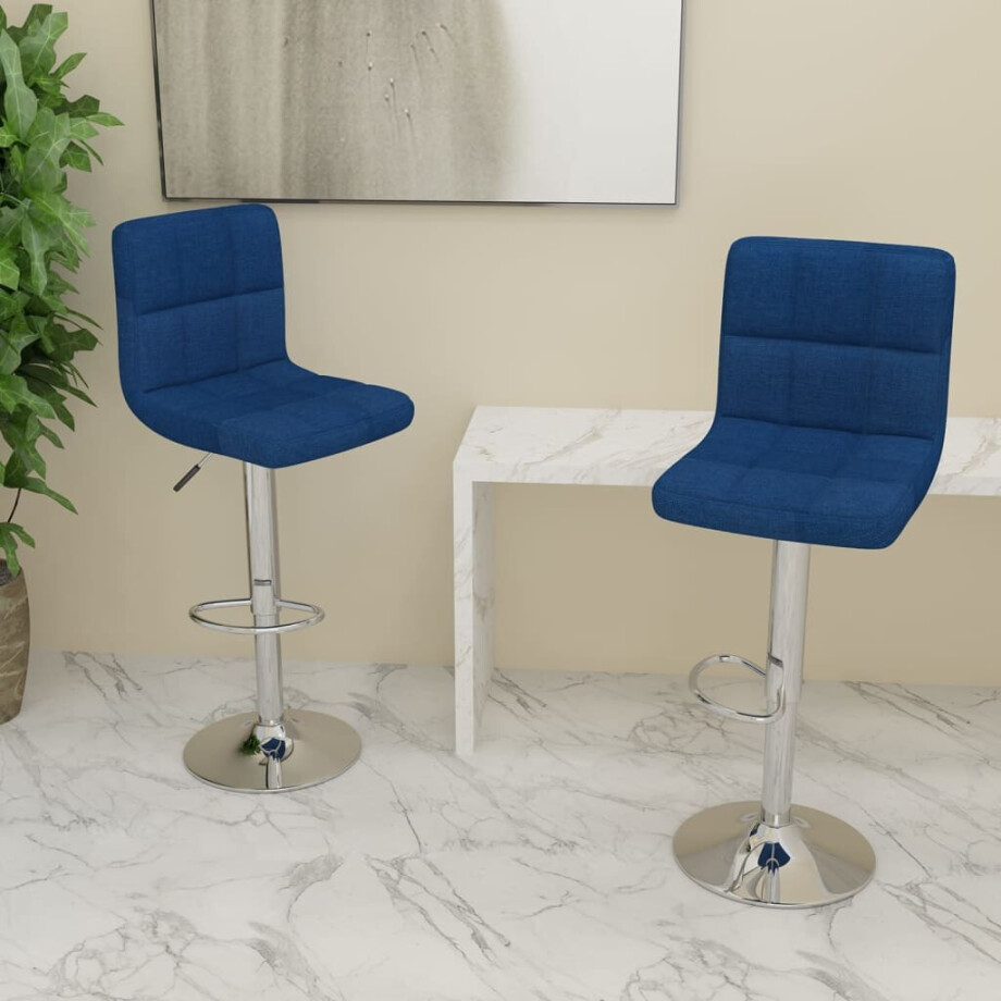 vidaXL Barkrukken 2 st stof blauw afbeelding 1