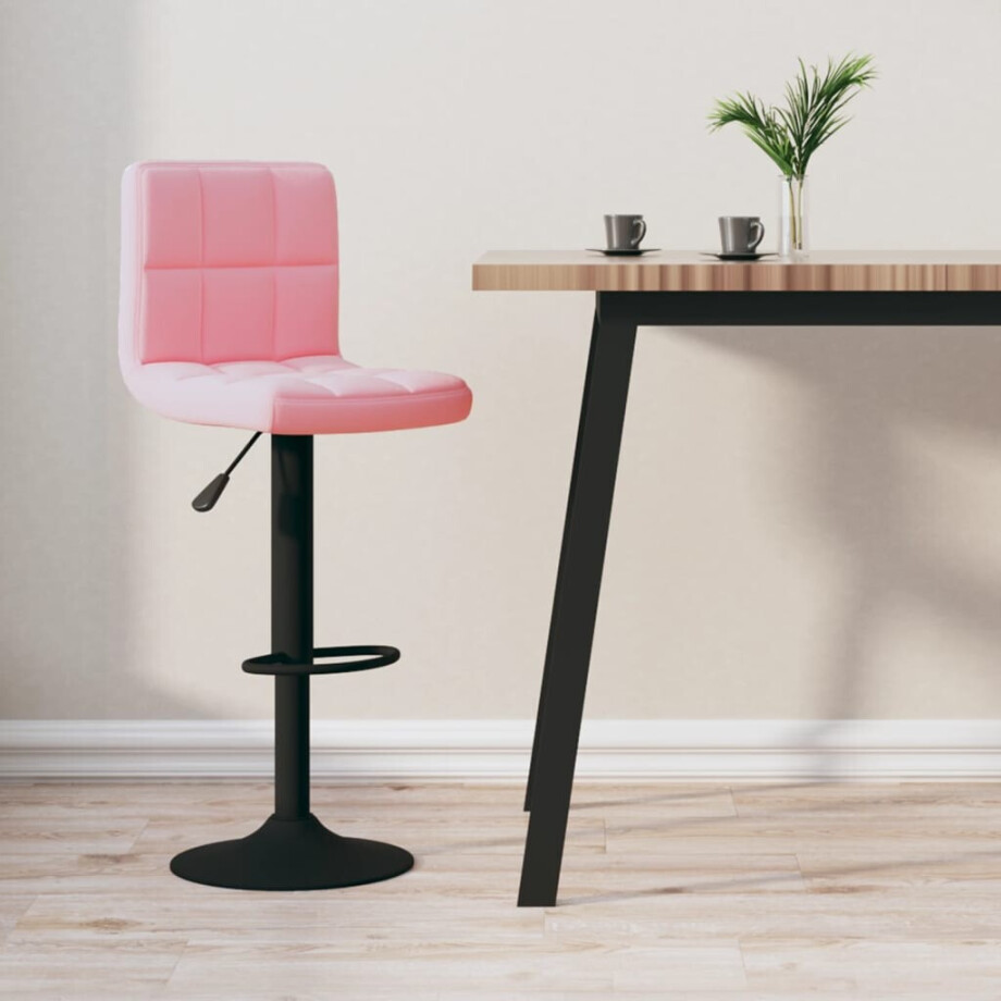 vidaXL Barkruk fluweel roze afbeelding 1
