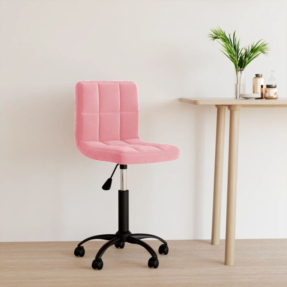 vidaXL Kantoorstoel draaibaar fluweel roze afbeelding 1