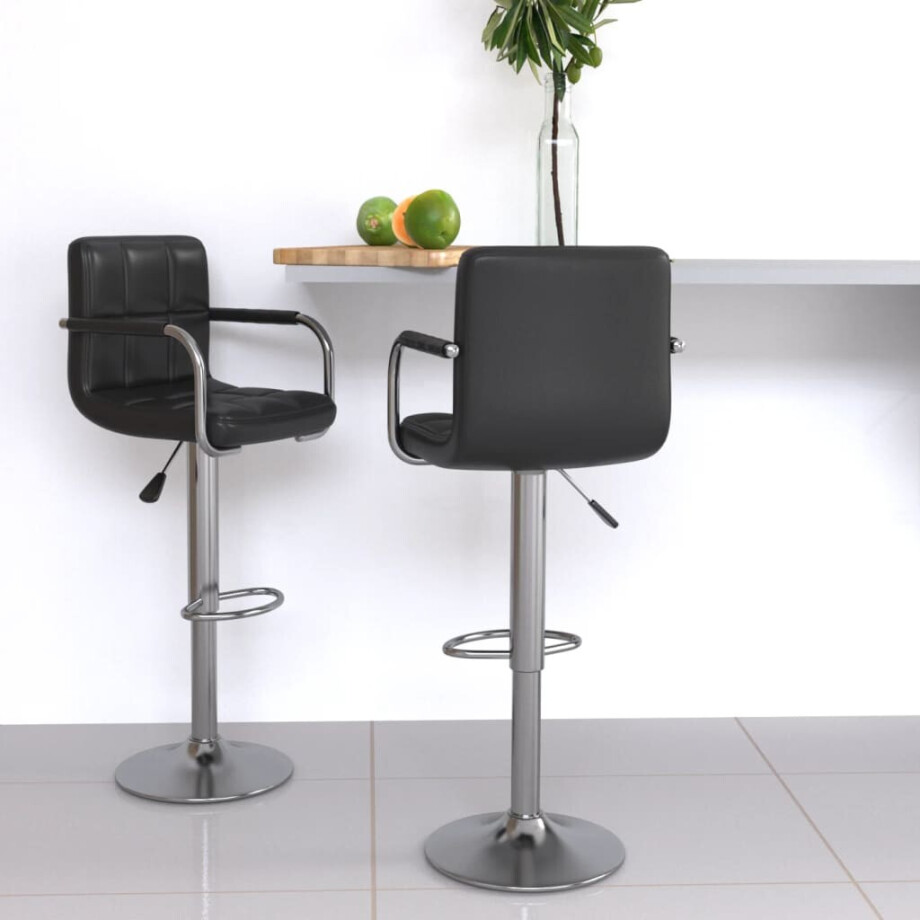 vidaXL Barstoelen 2 st kunstleer zwart afbeelding 1