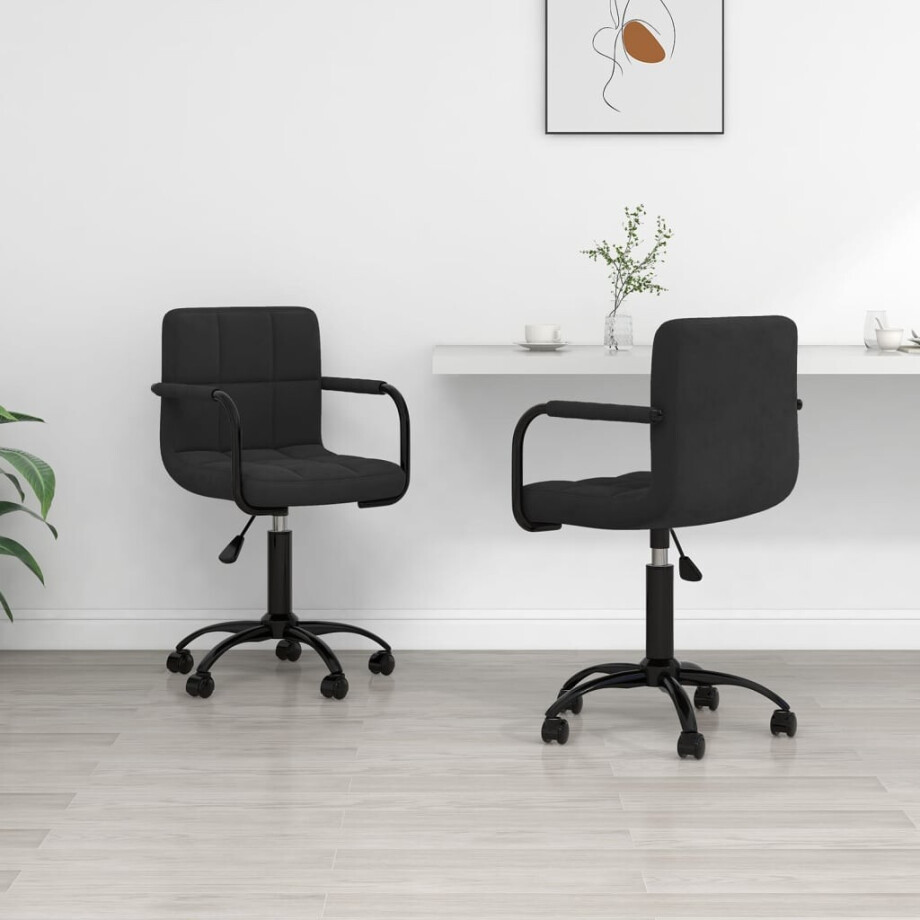 vidaXL Eetkamerstoelen draaibaar 2 st fluweel zwart afbeelding 1