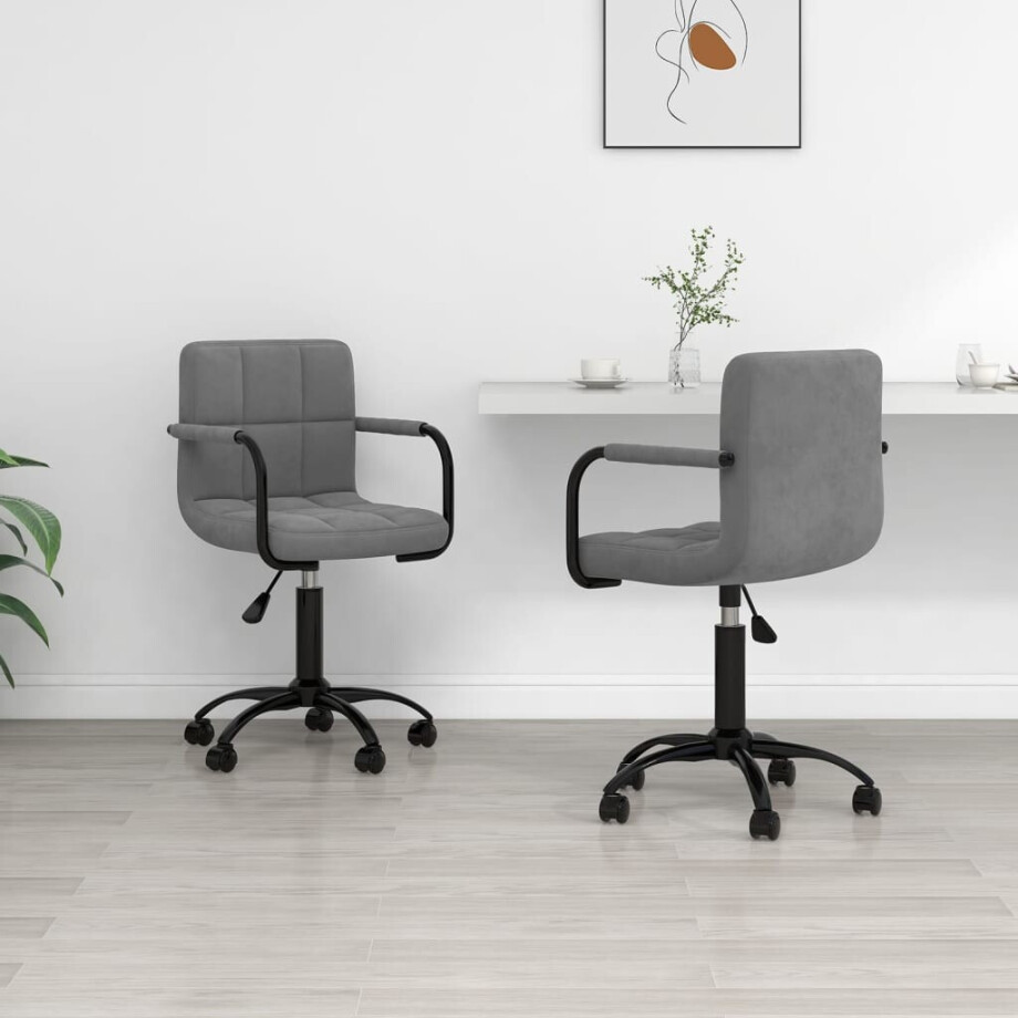 vidaXL Eetkamerstoelen draaibaar 2 st fluweel donkergrijs afbeelding 1