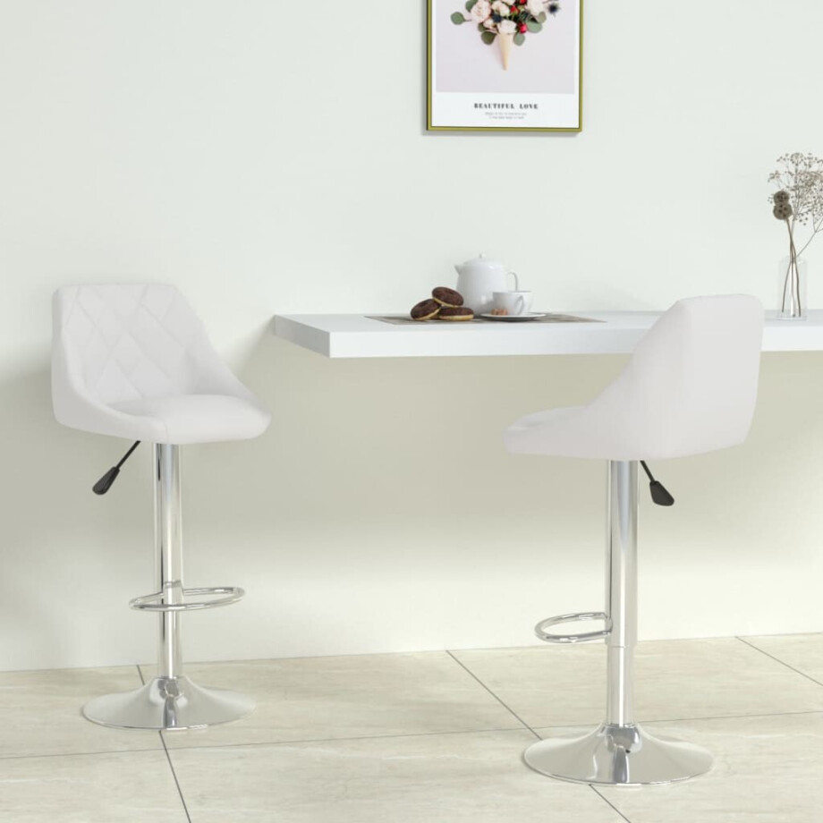 vidaXL Barstoelen 2 st kunstleer wit vidaXL Barstoelen 2 st kunstleer wit afbeelding 1