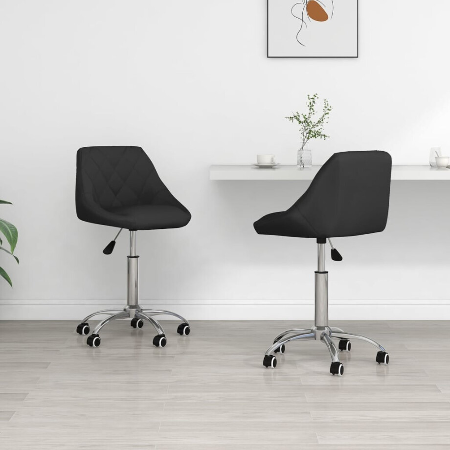 vidaXL Eetkamerstoelen draaibaar 2 st kunstleer zwart vidaXL Eetkamerstoelen draaibaar 2 st kunstleer zwart afbeelding 1