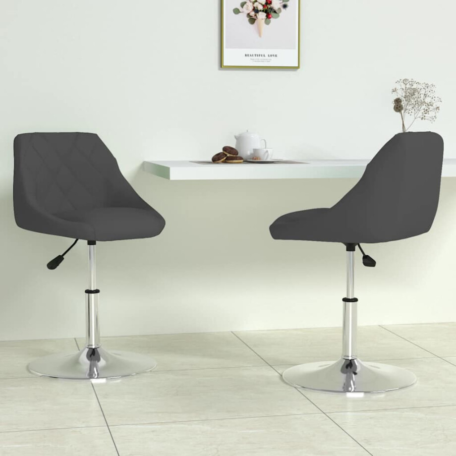 vidaXL Eetkamerstoelen draaibaar 2 st fluweel zwart afbeelding 1