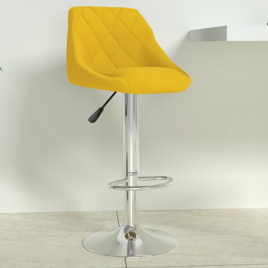 vidaXL Barkruk fluweel mosterdgeel afbeelding 1