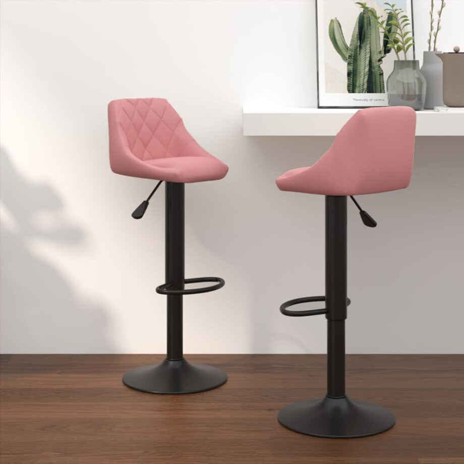 vidaXL Barkrukken 2 st fluweel roze afbeelding 1