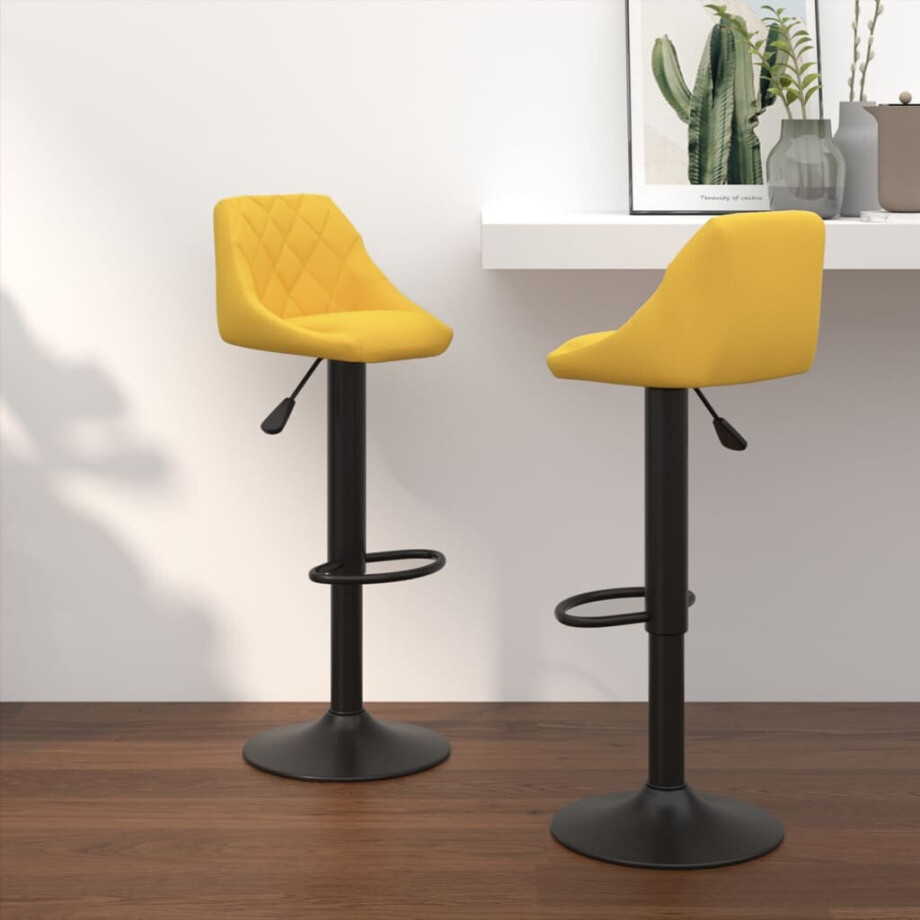 vidaXL Barkrukken 2 st fluweel mosterdgeel vidaXL Barkrukken 2 st fluweel mosterdgeel afbeelding 1