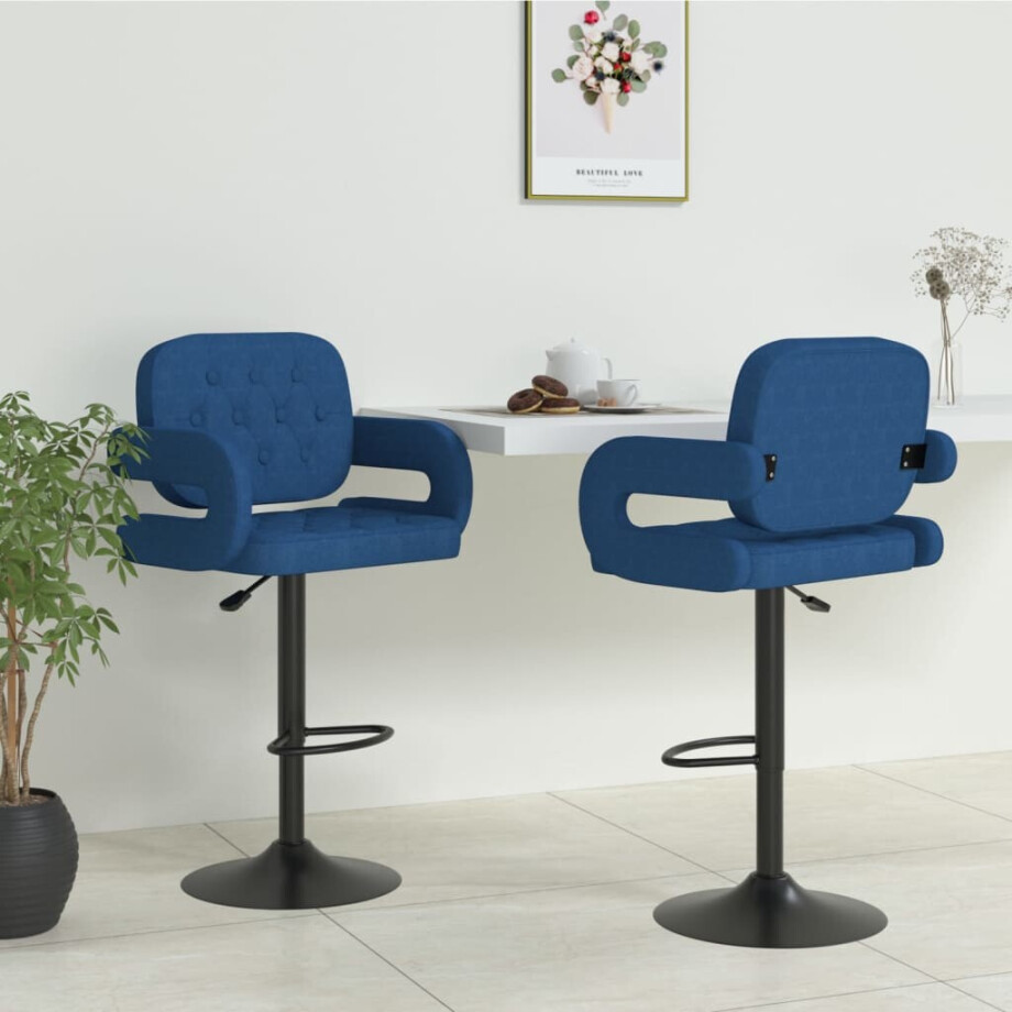 vidaXL Barkrukken 2 st stof blauw afbeelding 1