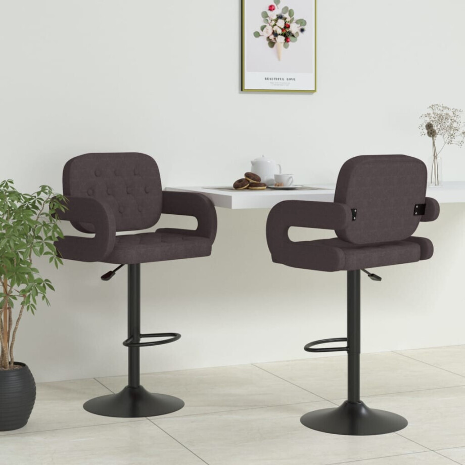vidaXL Barkrukken 2 st stof taupe vidaXL Barkrukken 2 st stof taupe afbeelding 1