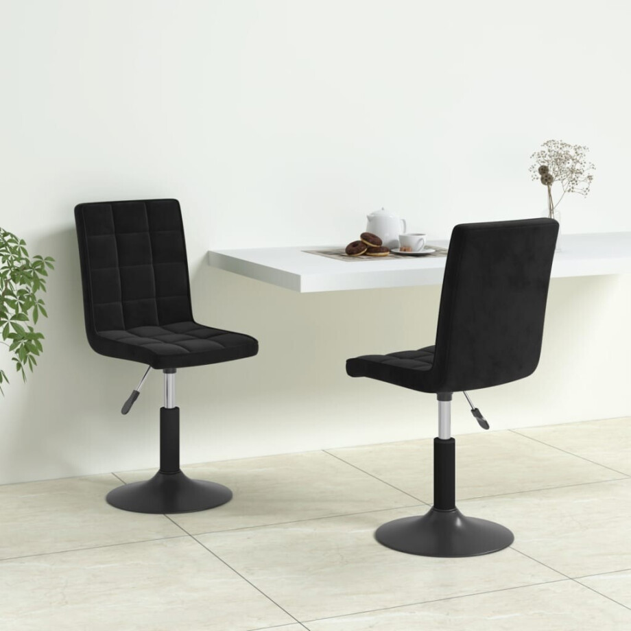 vidaXL Eetkamerstoelen draaibaar 2 st fluweel zwart afbeelding 1