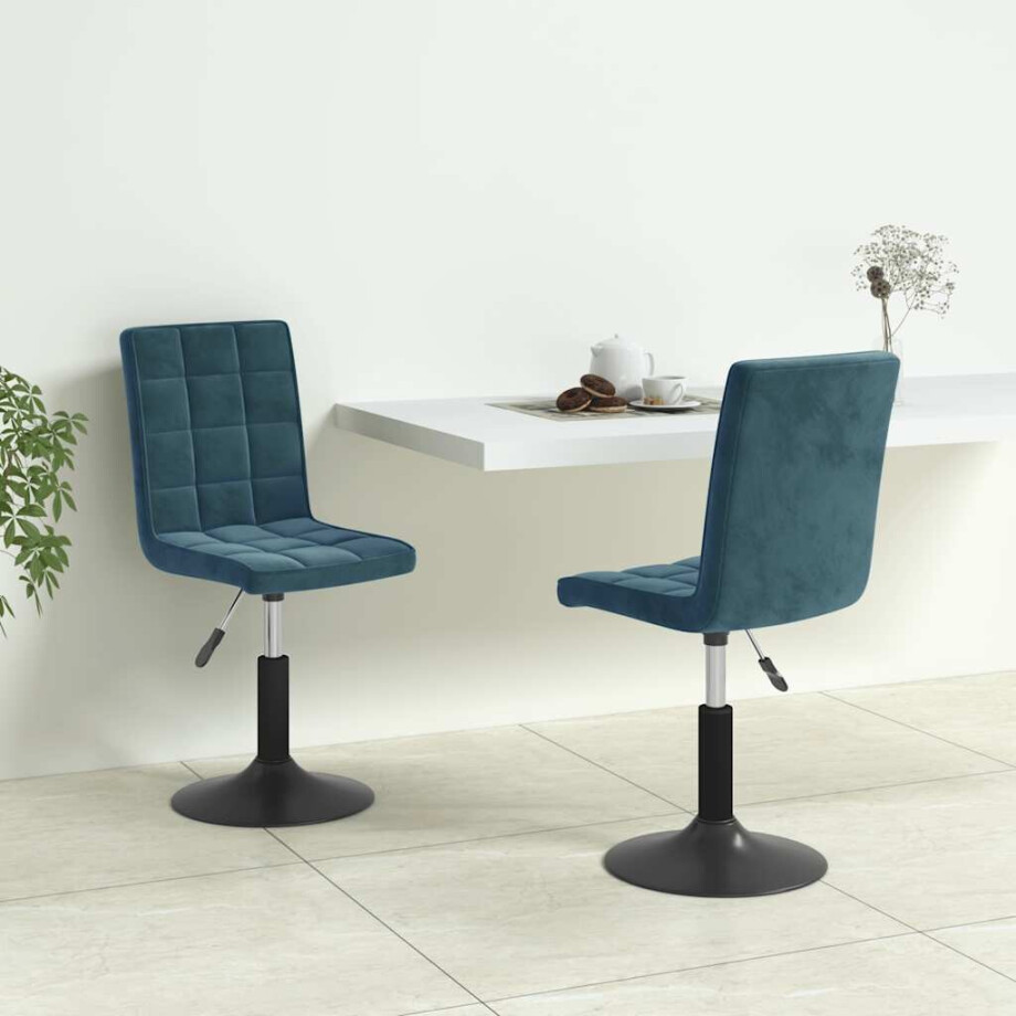 vidaXL Eetkamerstoelen draaibaar 2 st fluweel blauw afbeelding 1