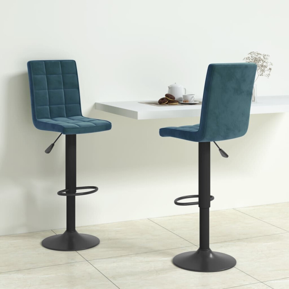 vidaXL Barkrukken 2 st fluweel blauw afbeelding 1