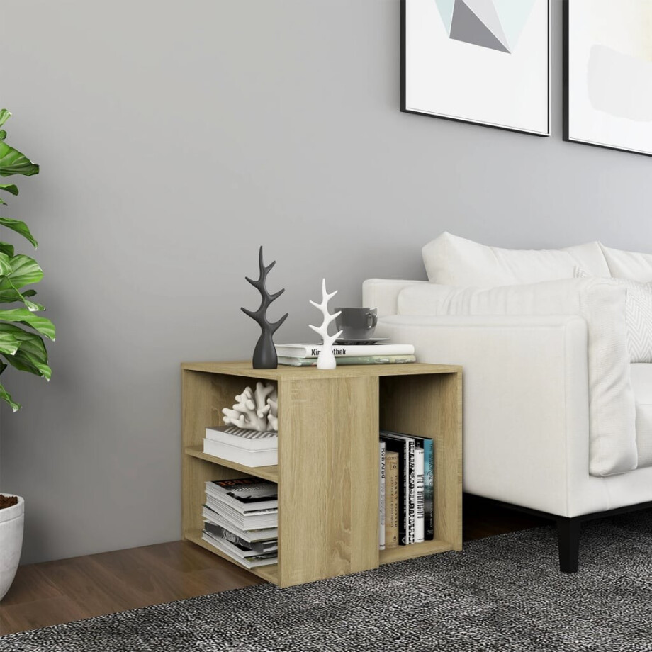 vidaXL Bijzettafel 50x50x45 cm bewerkt hout sonoma eikenkleurig vidaXL Bijzettafel 50x50x45 cm bewerkt hout sonoma eikenkleurig afbeelding 1