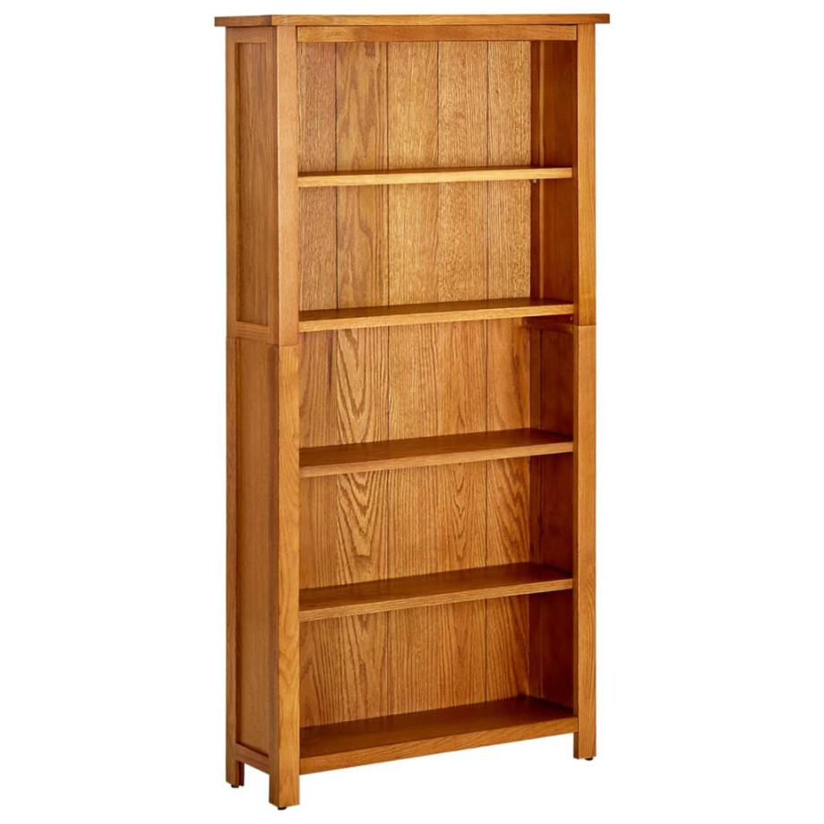vidaXL Boekenkast met 5 schappen 70x22x140 cm massief eikenhout afbeelding 1