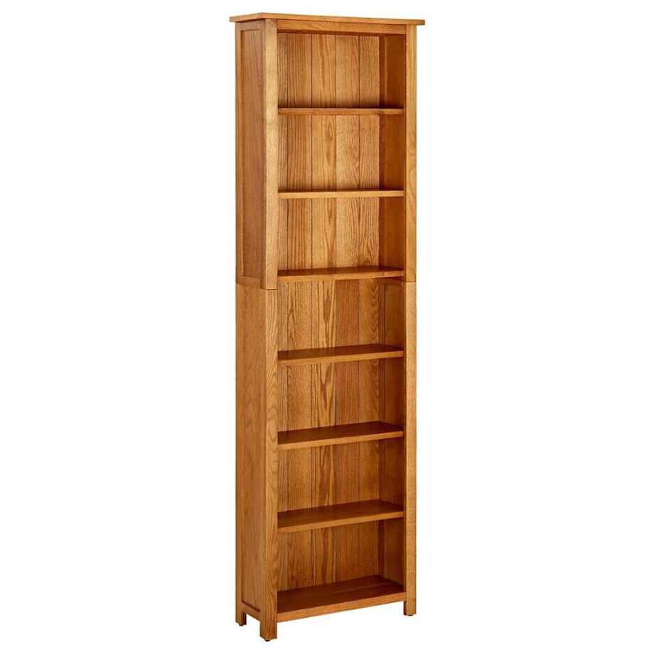 vidaXL Boekenkast met 7 schappen 60x22x200 cm massief eikenhout afbeelding 1