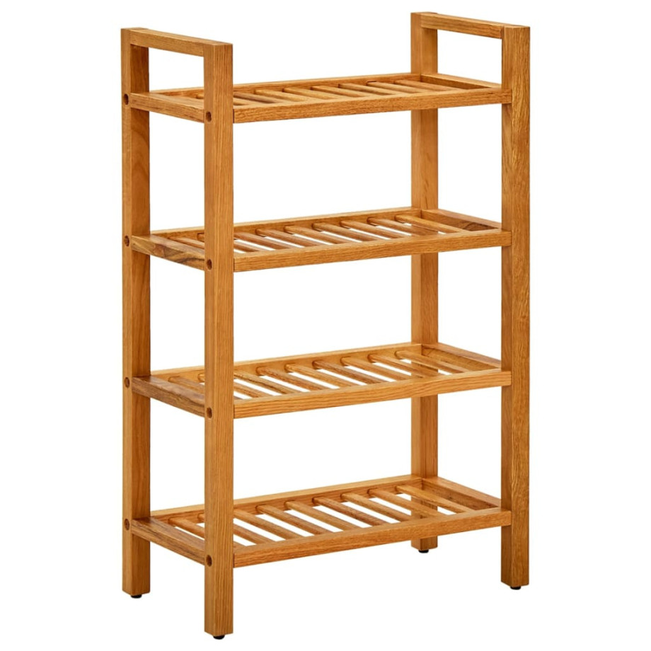 vidaXL Schoenenrek met 4 schappen 50x27x80 cm massief eikenhout afbeelding 1