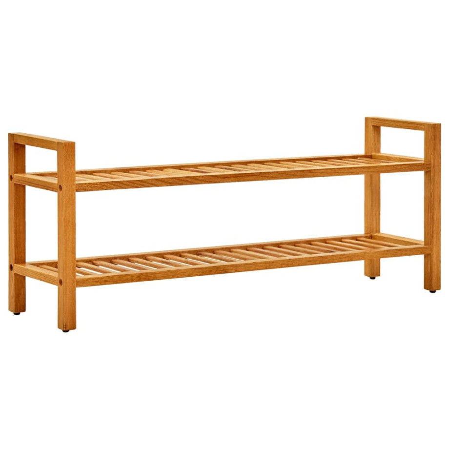 vidaXL Schoenenrek met 2 schappen 100x27x40 cm massief eikenhout afbeelding 1