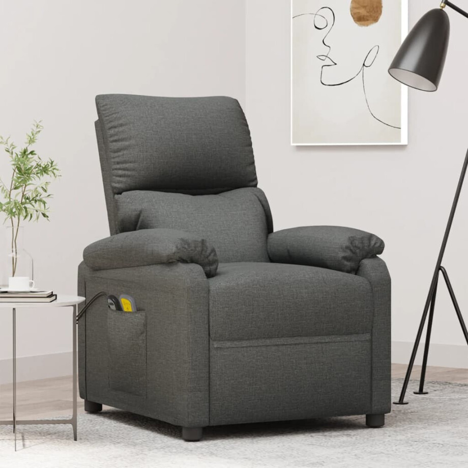 vidaXL Massagestoel elektrisch stof donkergrijs afbeelding 1