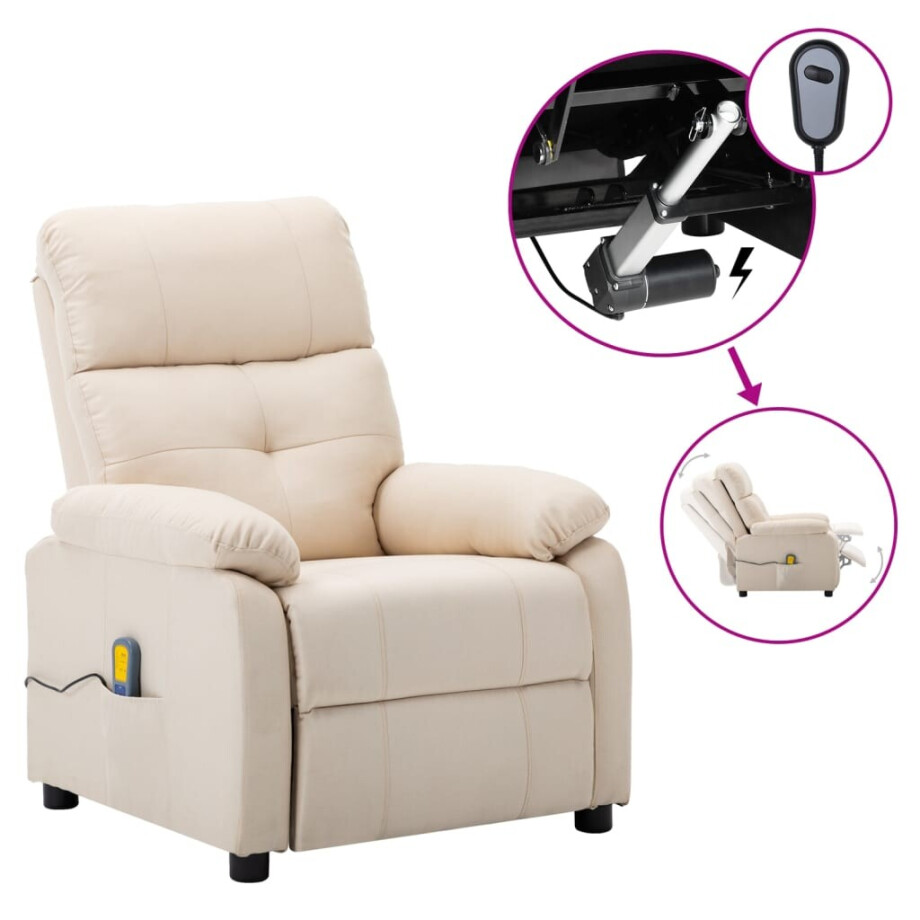 vidaXL elektrische massagestoel crème stof vidaXL elektrische massagestoel crème stof afbeelding 1