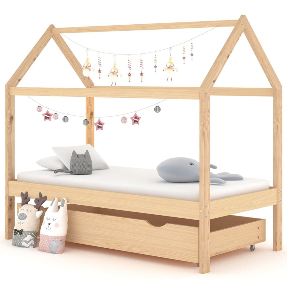 vidaXL Kinderbedframe met lade massief grenenhout 80x160 cm afbeelding 1