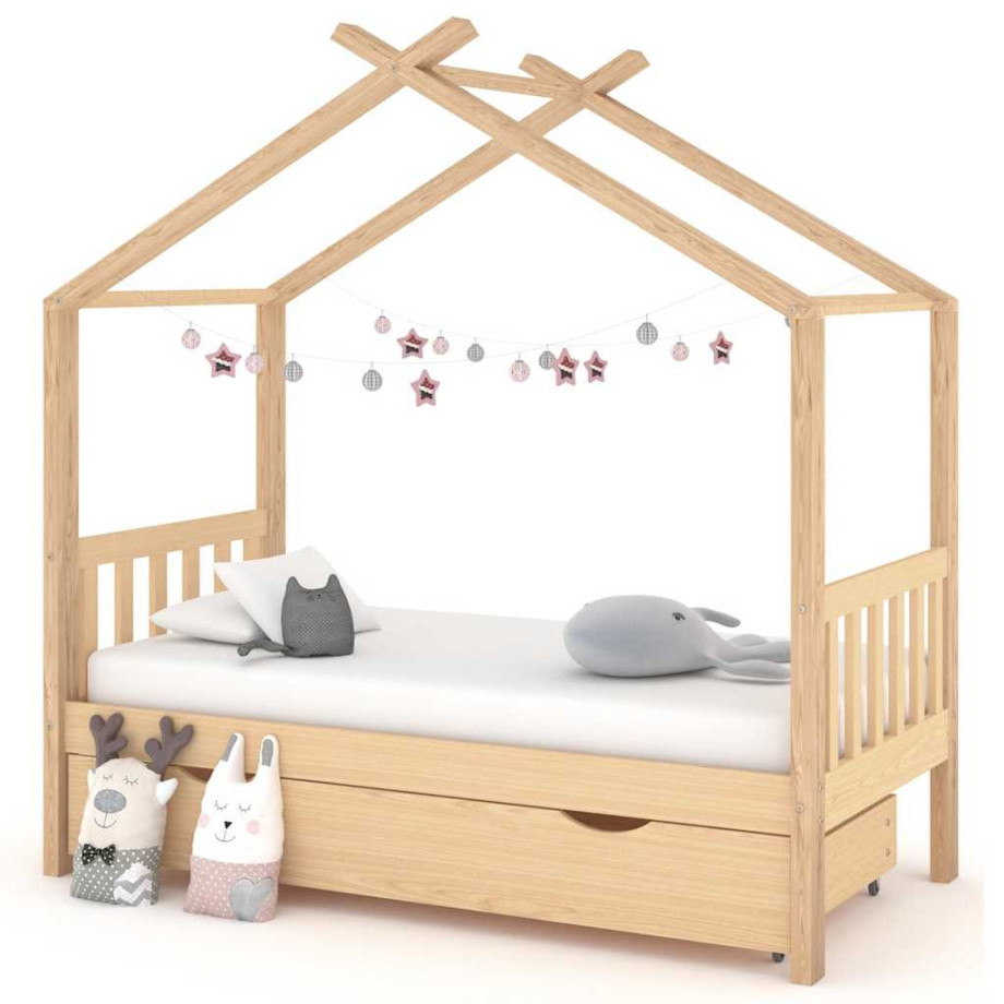 vidaXL Kinderbedframe met lade massief grenenhout 80x160 cm afbeelding 1