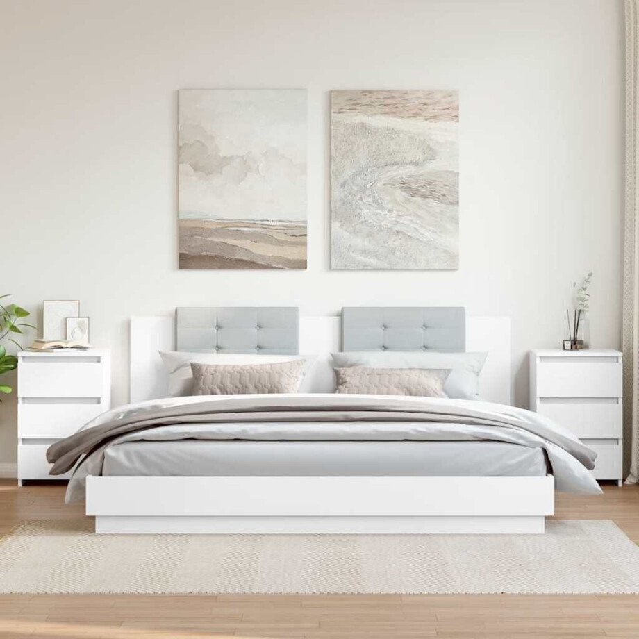 vidaXL Nachtkastjes 2 st 40x35x62,5 cm bewerkt hout wit vidaXL Nachtkastjes 2 st 40x35x62,5 cm bewerkt hout wit afbeelding 1