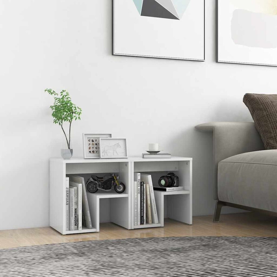 vidaXL Nachtkastjes 2 st 40x30x40 cm bewerkt hout wit vidaXL Nachtkastjes 2 st 40x30x40 cm bewerkt hout wit afbeelding 1