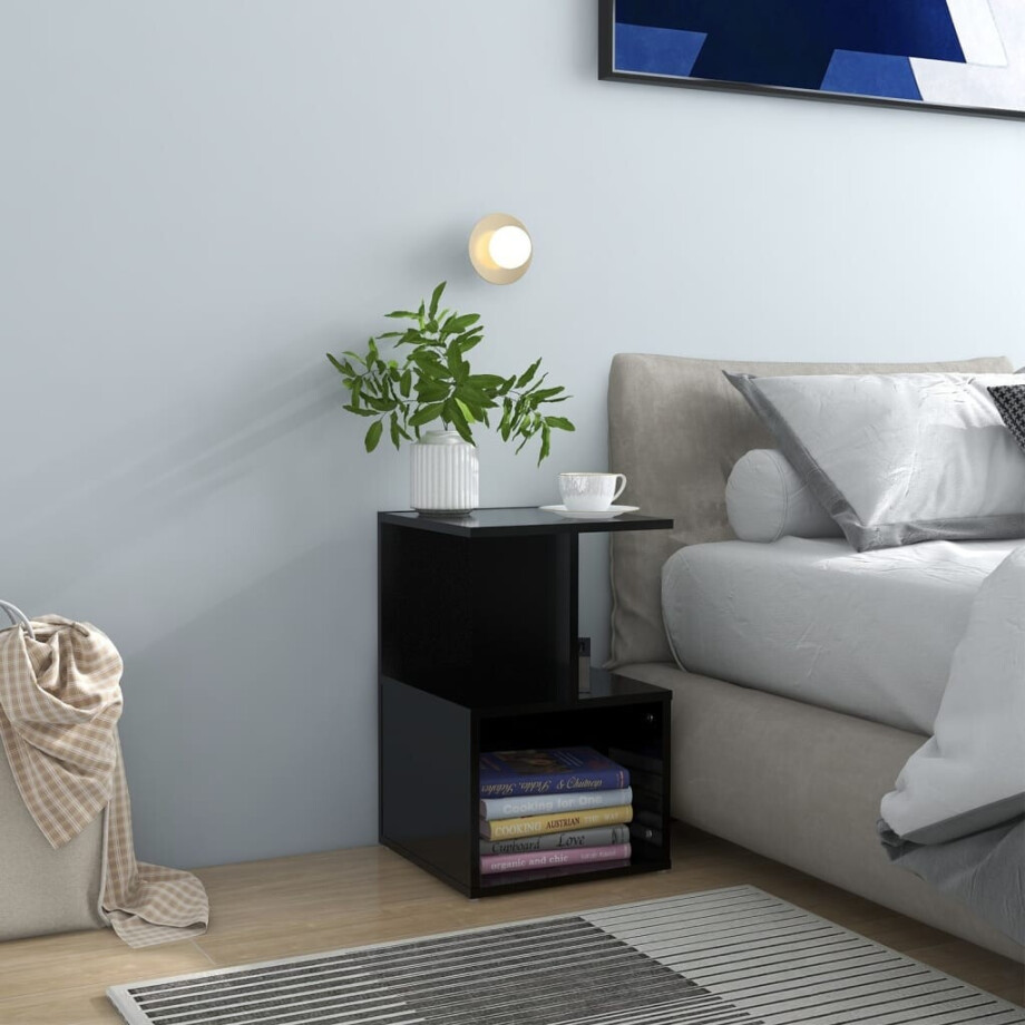 vidaXL Nachtkastje 35x35x55 cm bewerkt hout zwart vidaXL Nachtkastje 35x35x55 cm bewerkt hout zwart afbeelding 1