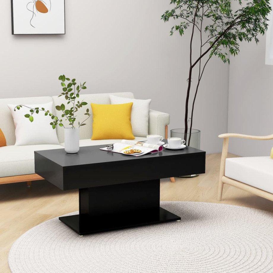 vidaXL Salontafel 96x50x45 cm bewerkt hout zwart afbeelding 1