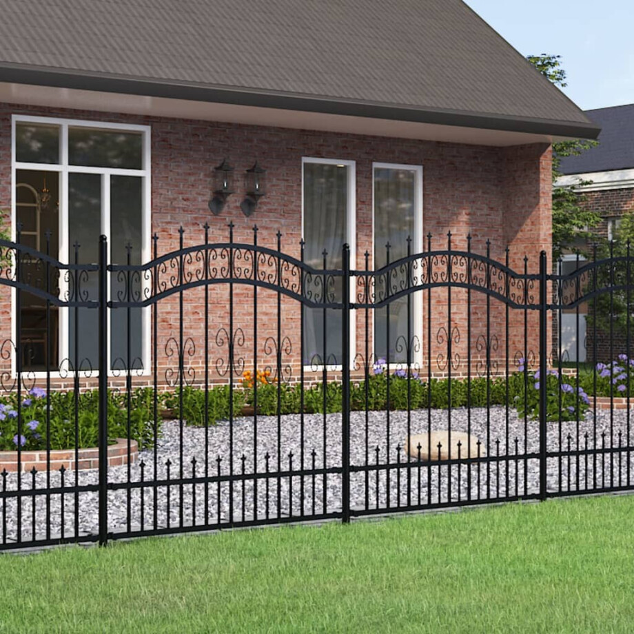 vidaXL Tuinhek KAMPEN met speerpunt zwart 240x125 cm staal afbeelding 1