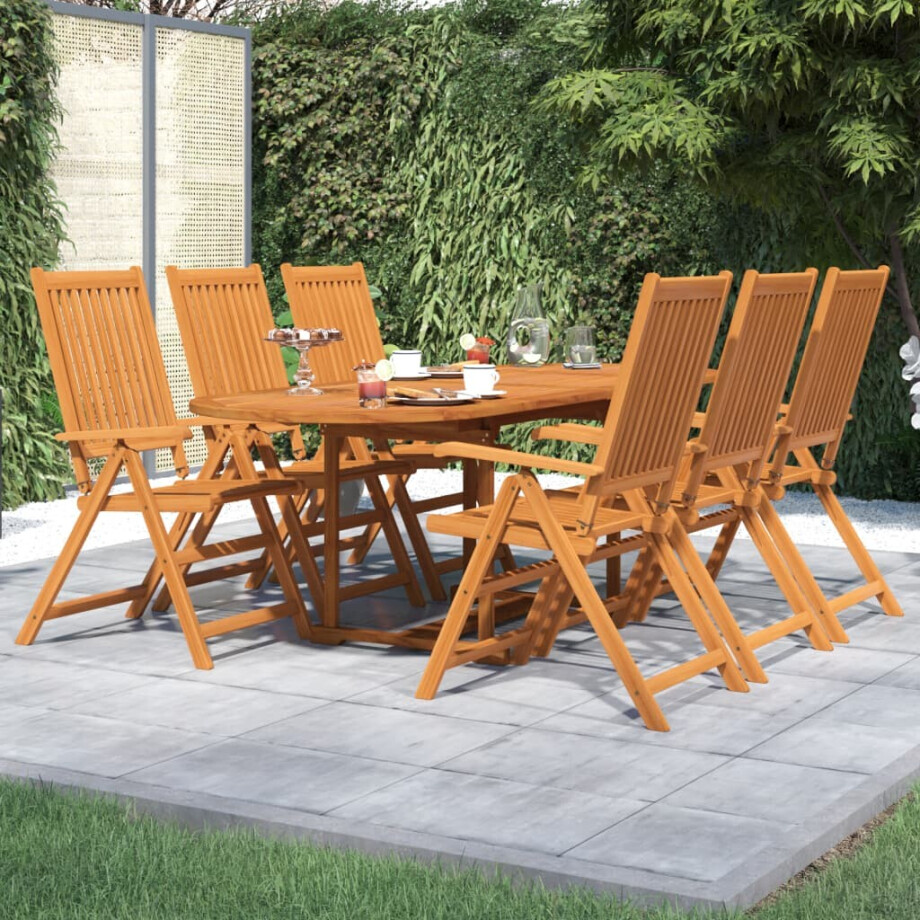 vidaXL 7-delige Tuinset massief acaciahout 160-240 cm afbeelding 1