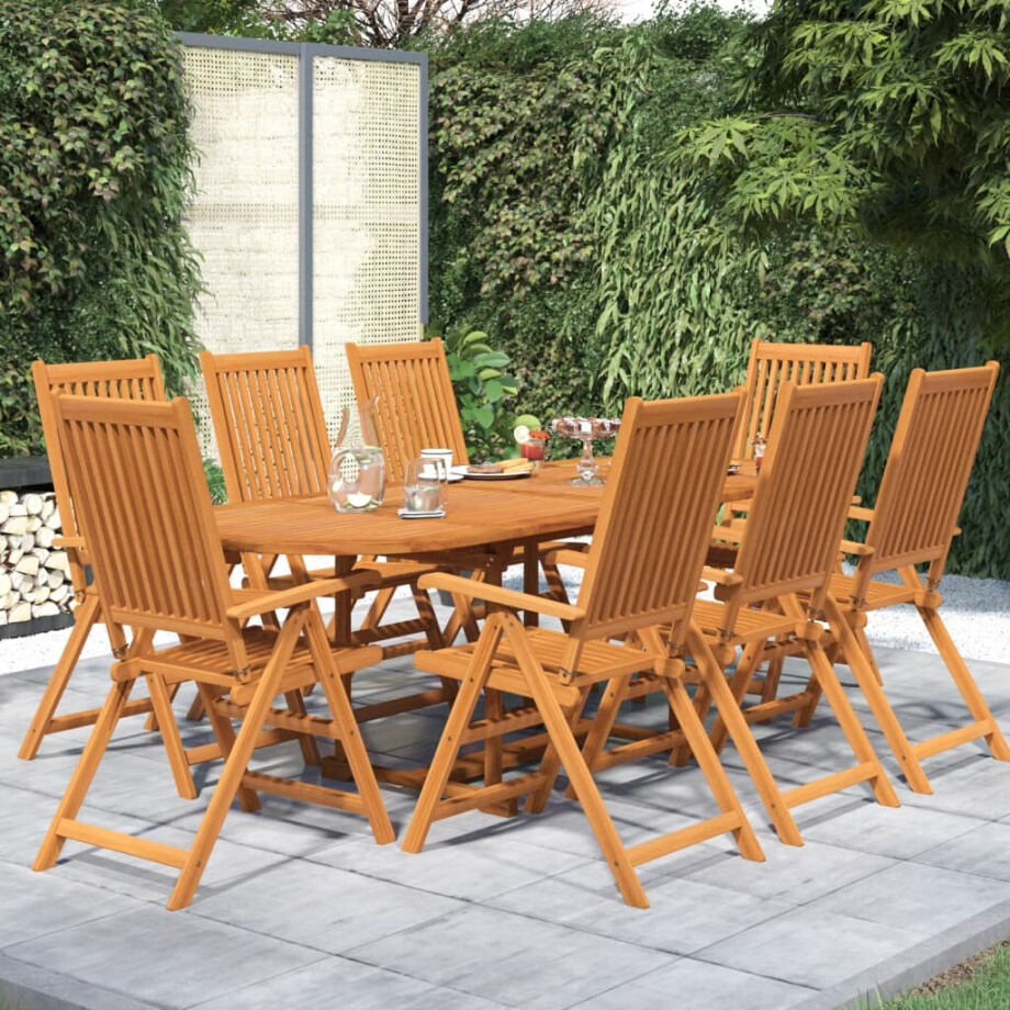 vidaXL 9-delige Tuinset massief acaciahout 160-240 cm afbeelding 1