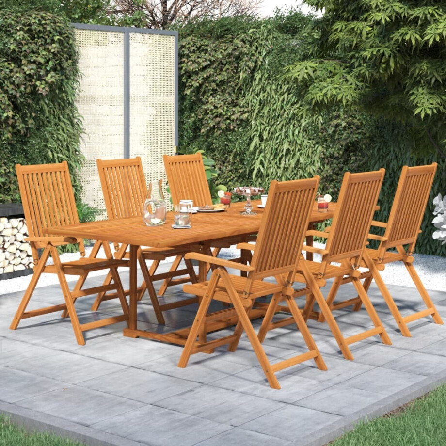 vidaXL 7-delige Tuinset massief acaciahout 160-240 cm afbeelding 1